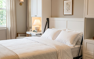 Classic Murphy bed folded down in elegant room