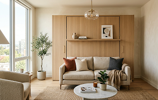 Murphy bed with sofa and storage