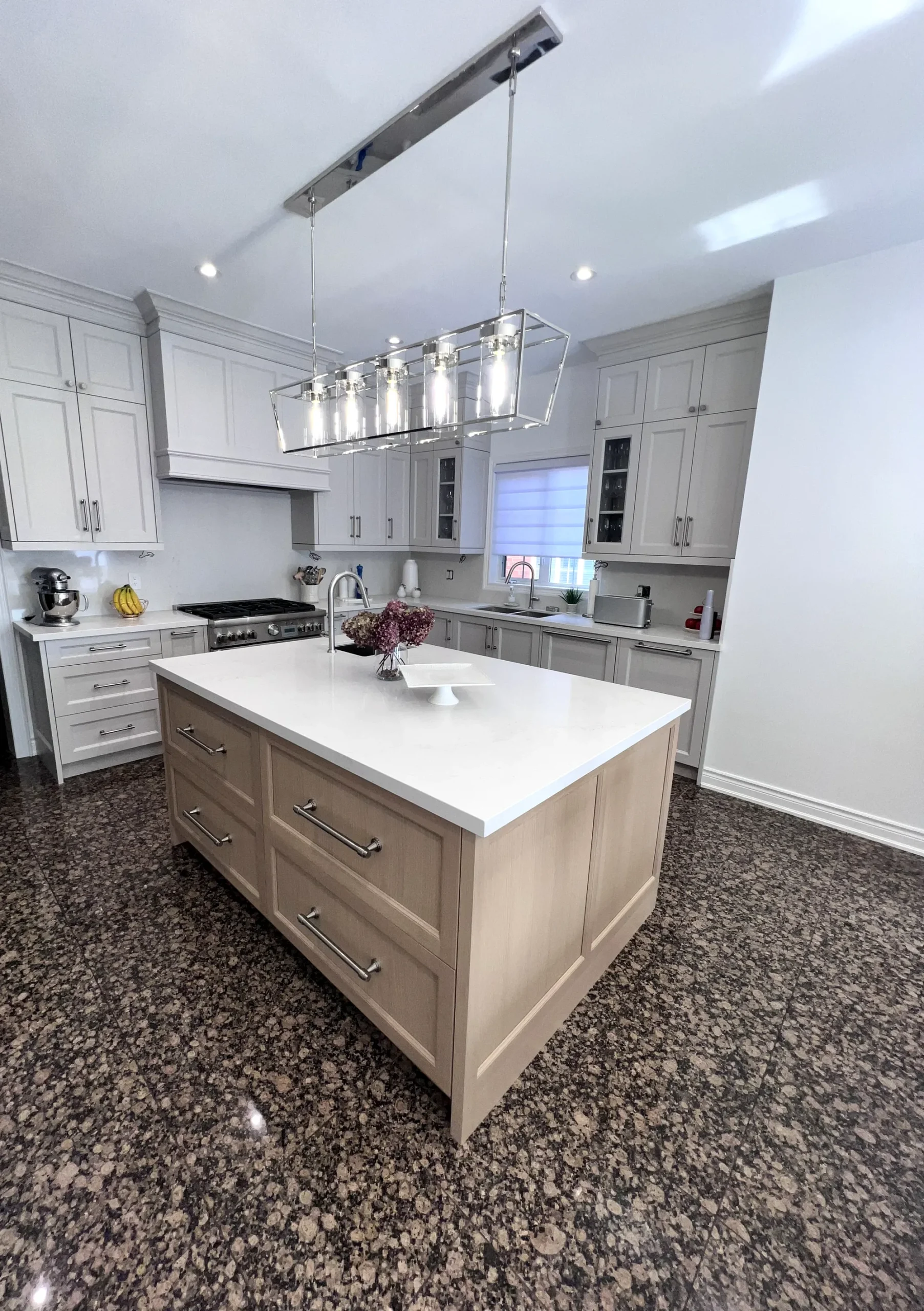 Custom Kitchen Islands With Storage 3 Kitchen island with storage in an Ontario home: a wood-front island with a five-drawer bank and quartz top.